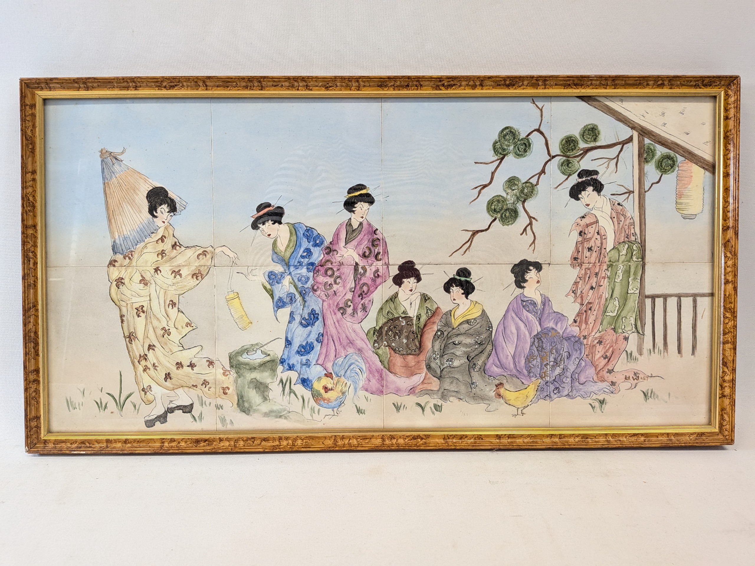 Japanilainen posliinitaulu - Huutokauppa Ekman